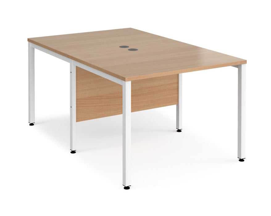 Maestro 25 -  Back to Back Straight Desk 1600mm Depth - Bench Leg Frame in White.