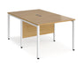 Maestro 25 -  Back to Back Straight Desk 1600mm Depth - Bench Leg Frame in White.