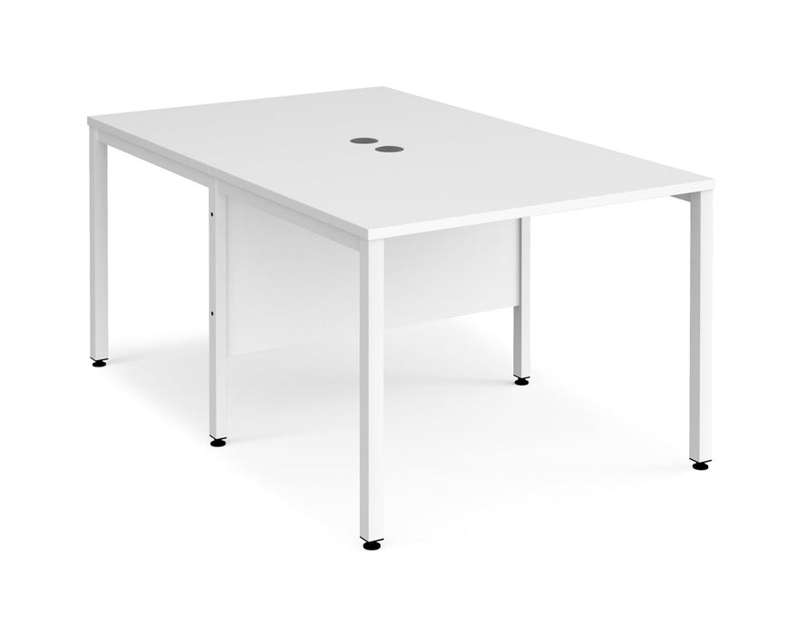 Maestro 25 -  Back to Back Straight Desk 1600mm Depth - Bench Leg Frame in White.