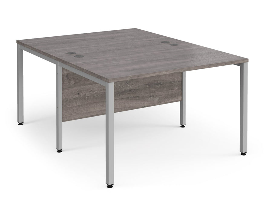 Maestro 25 -  Back to Back Straight Desk 1600mm Depth - Bench Leg Frame in Sliver.