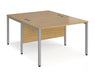 Maestro 25 -  Back to Back Straight Desk 1600mm Depth - Bench Leg Frame in Sliver.