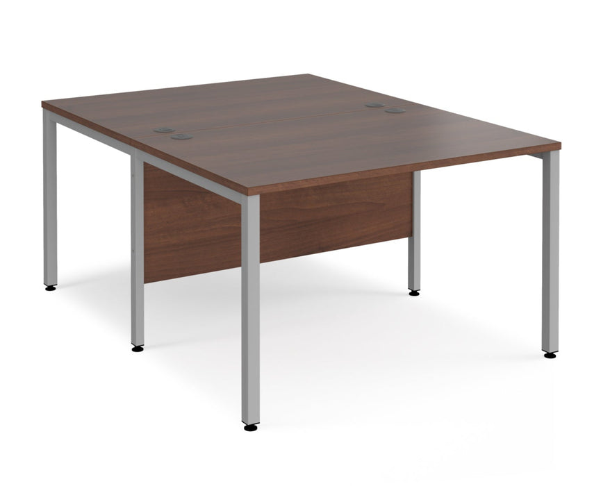 Maestro 25 -  Back to Back Straight Desk 1600mm Depth - Bench Leg Frame in Sliver.