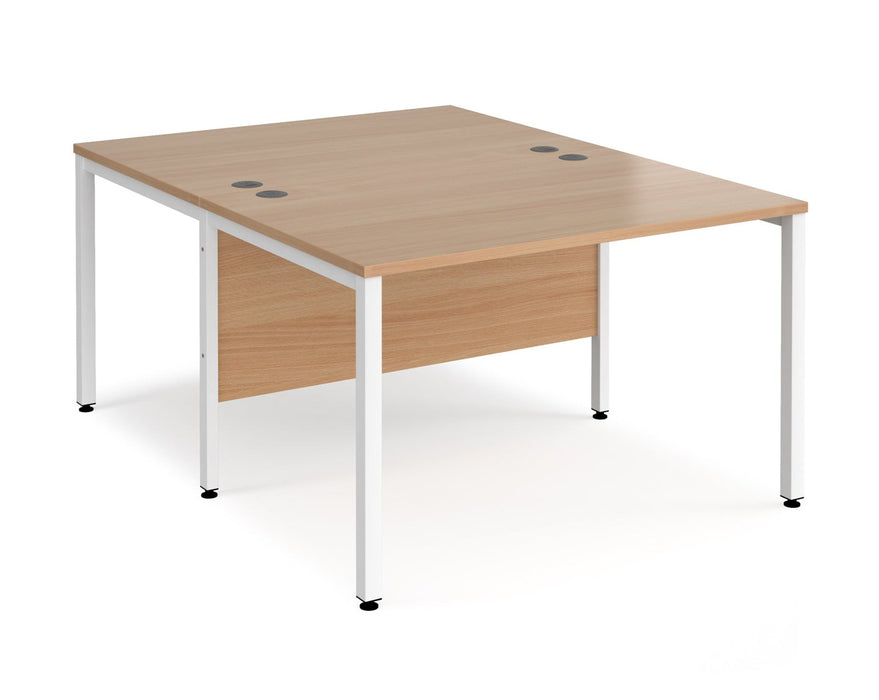 Maestro 25 -  Back to Back Straight Desk 1600mm Depth - Bench Leg Frame in White.