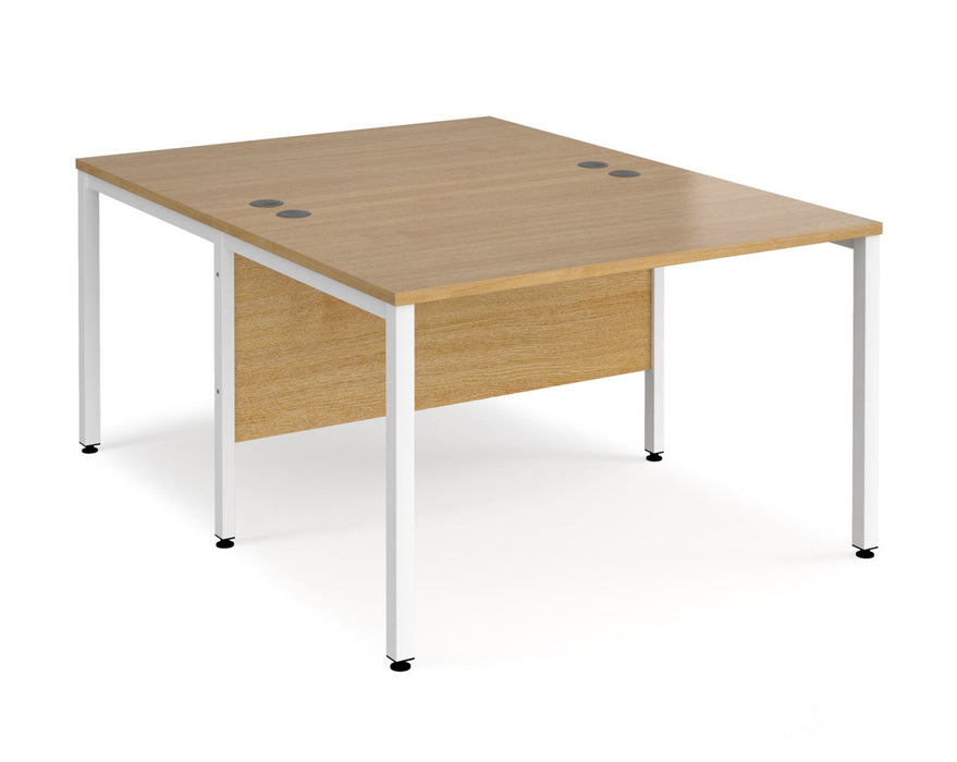 Maestro 25 -  Back to Back Straight Desk 1600mm Depth - Bench Leg Frame in White.