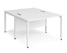 Maestro 25 -  Back to Back Straight Desk 1600mm Depth - Bench Leg Frame in White.