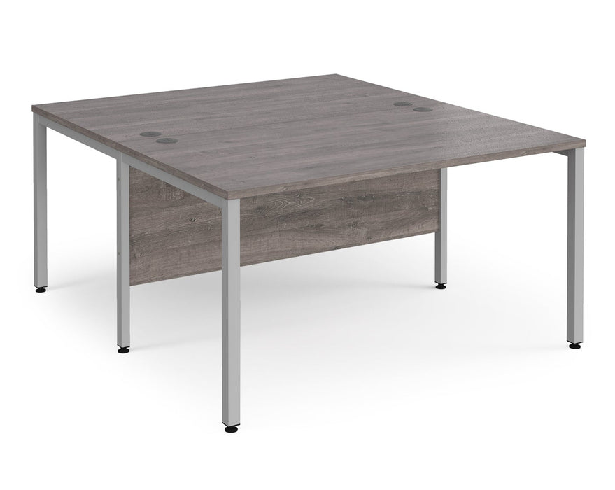 Maestro 25 -  Back to Back Straight Desk 1600mm Depth - Bench Leg Frame in Sliver.