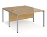 Maestro 25 -  Back to Back Straight Desk 1600mm Depth - Bench Leg Frame in Sliver.