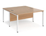 Maestro 25 -  Back to Back Straight Desk 1600mm Depth - Bench Leg Frame in White.