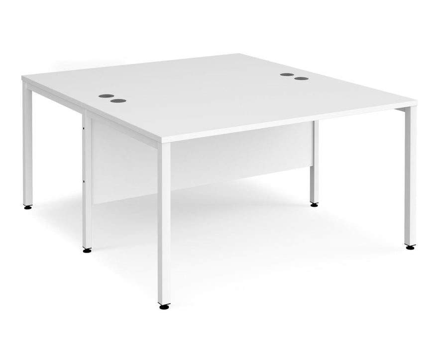 Maestro 25 -  Back to Back Straight Desk 1600mm Depth - Bench Leg Frame in White.