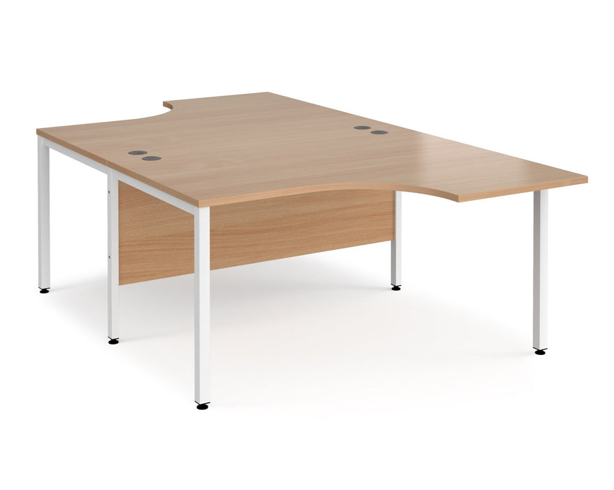 Maestro 25 -  Back to Back Ergonomic Desk - Bench Leg Frame in White.