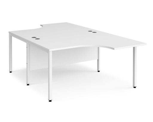 Maestro 25 -  Back to Back Ergonomic Desk - Bench Leg Frame in White.