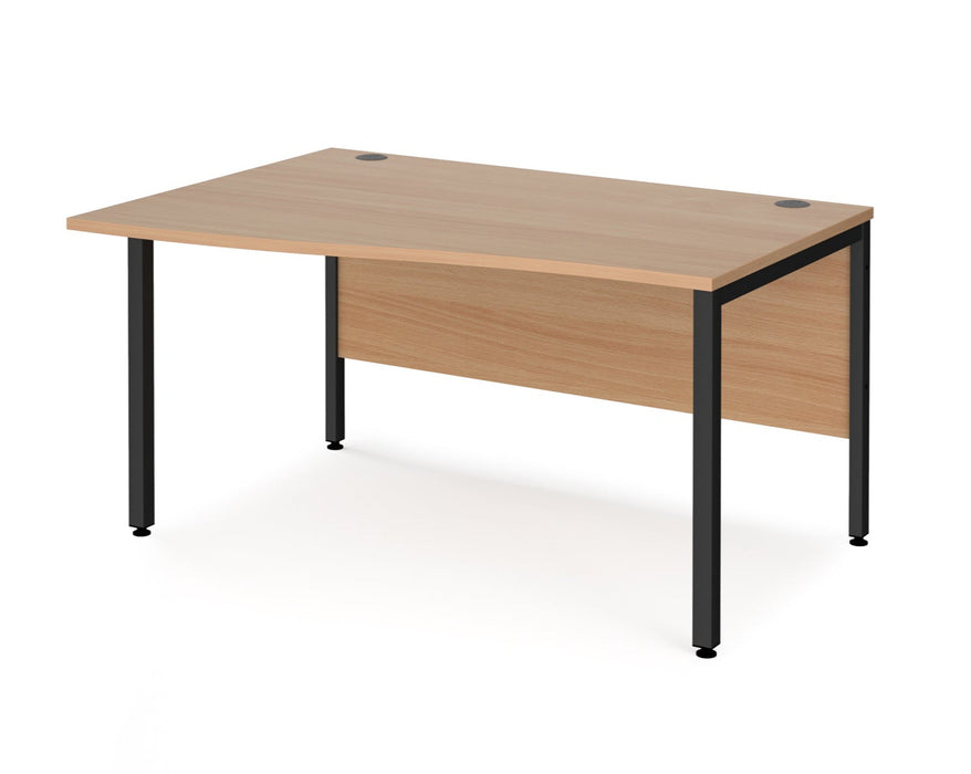 Maestro 25 - Left Hand Wave Desk - Bench Leg Frame in Black.