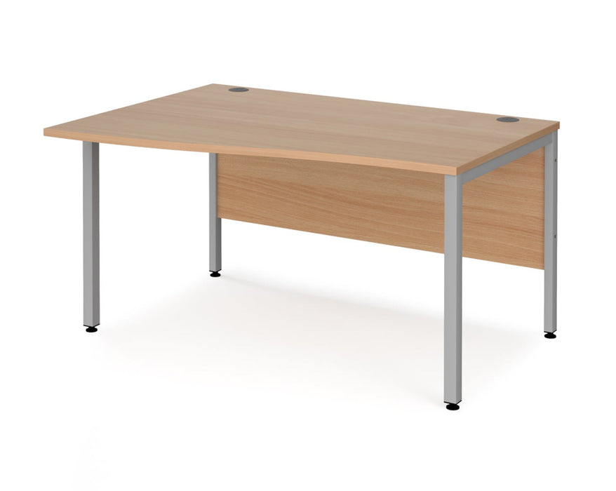 Maestro 25 - Left Hand Wave Desk - Bench Leg Frame in Silver.