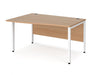 Maestro 25 - Left Hand Wave Desk - Bench Leg Frame in White.