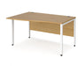 Maestro 25 - Left Hand Wave Desk - Bench Leg Frame in White.