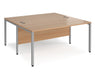 Maestro 25 -  Back to Back Straight Desk 1600mm Depth - Bench Leg Frame in Sliver.