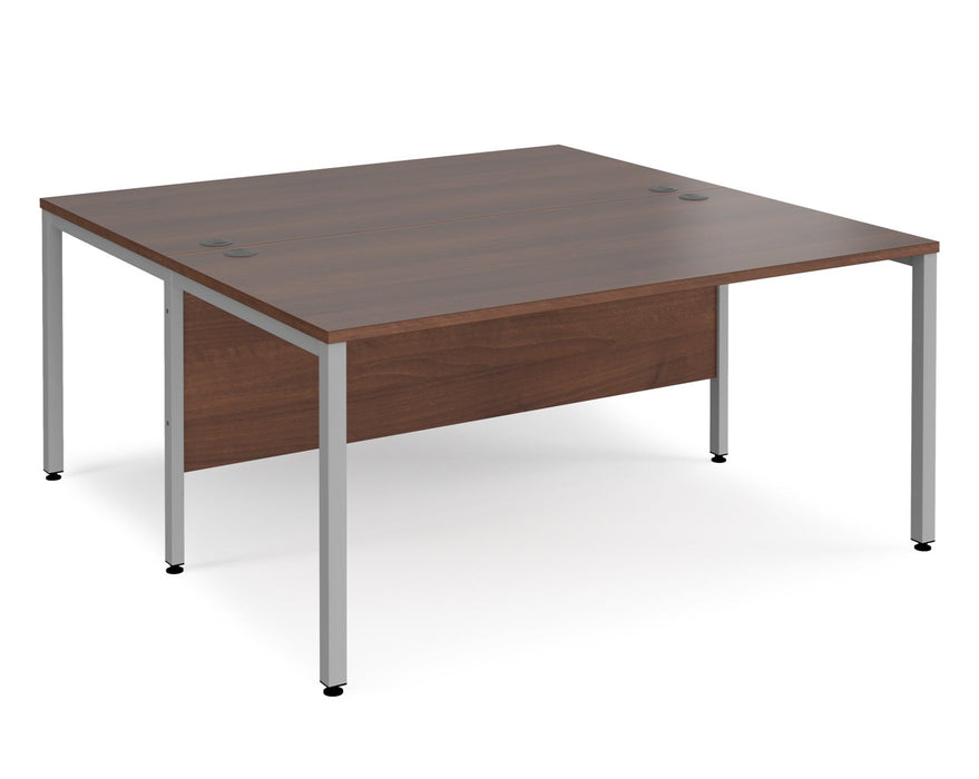 Maestro 25 -  Back to Back Straight Desk 1600mm Depth - Bench Leg Frame in Sliver.