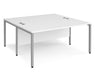 Maestro 25 -  Back to Back Straight Desk 1600mm Depth - Bench Leg Frame in Sliver.