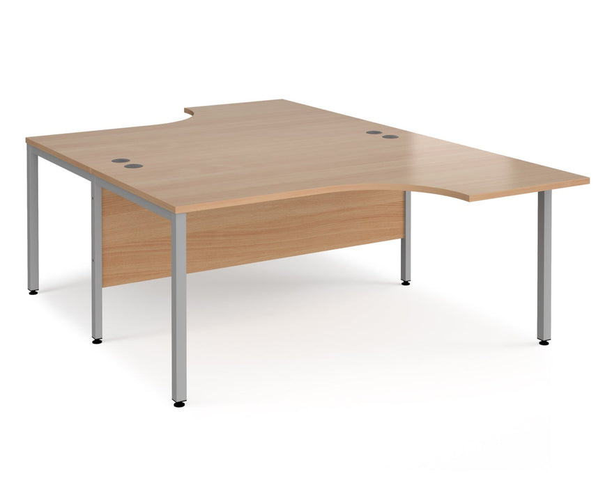 Maestro 25 -  Back to Back Ergonomic Desk - Bench Leg Frame in Silver.