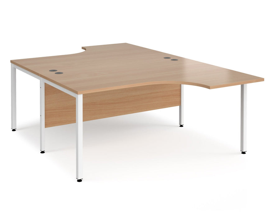 Maestro 25 -  Back to Back Ergonomic Desk - Bench Leg Frame in White.