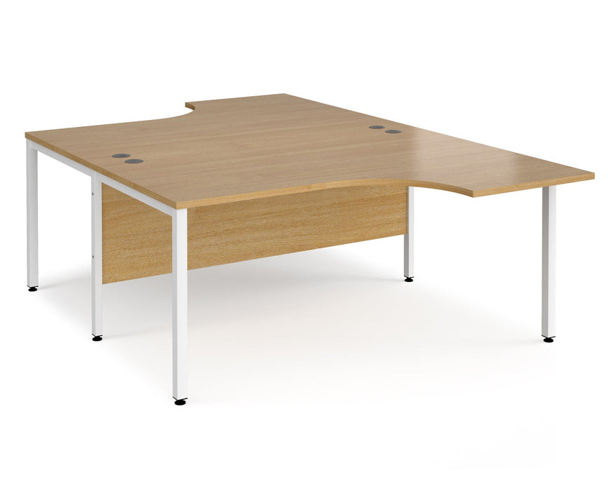 Maestro 25 -  Back to Back Ergonomic Desk - Bench Leg Frame in White.