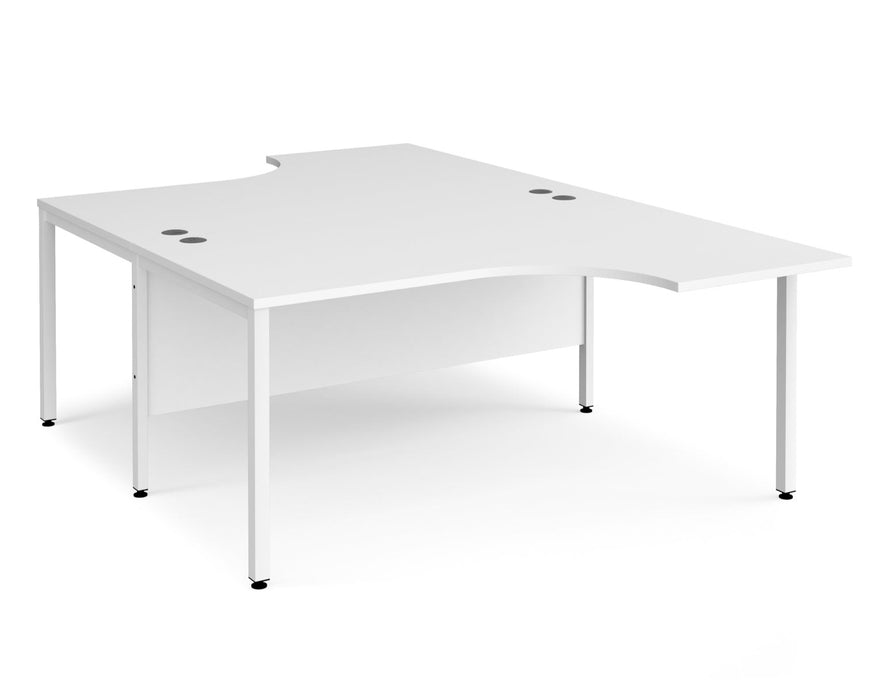 Maestro 25 -  Back to Back Ergonomic Desk - Bench Leg Frame in White.