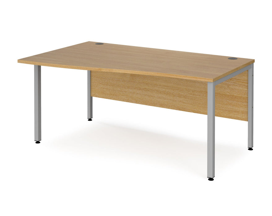 Maestro 25 - Left Hand Wave Desk - Bench Leg Frame in Silver.