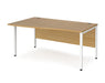 Maestro 25 - Left Hand Wave Desk - Bench Leg Frame in White.