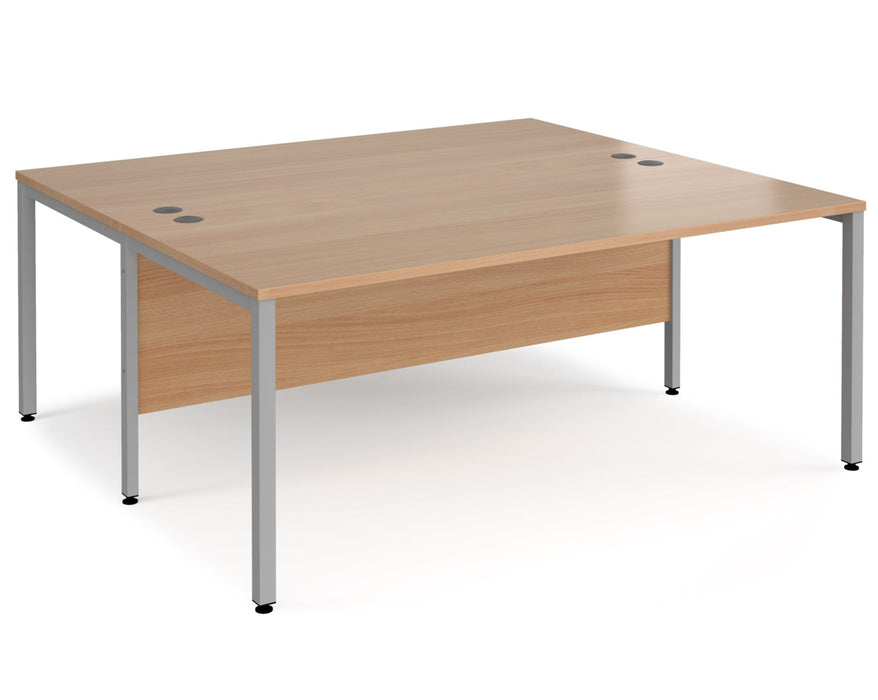 Maestro 25 -  Back to Back Straight Desk 1600mm Depth - Bench Leg Frame in Sliver.