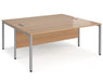 Maestro 25 -  Back to Back Straight Desk 1600mm Depth - Bench Leg Frame in Sliver.