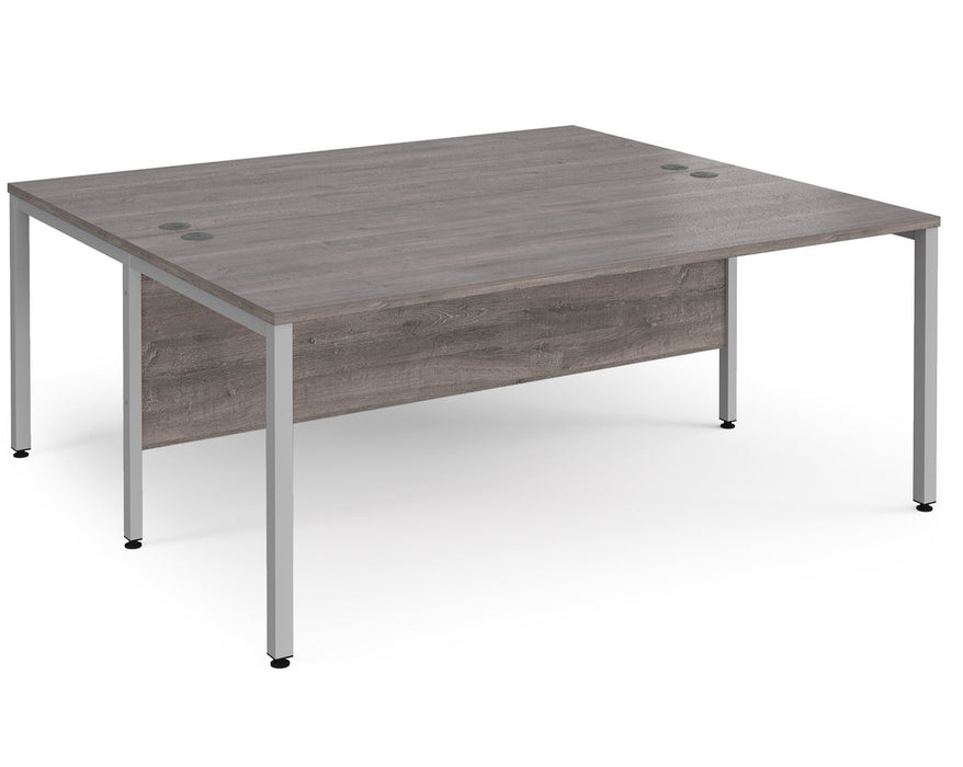 Maestro 25 -  Back to Back Straight Desk 1600mm Depth - Bench Leg Frame in Sliver.