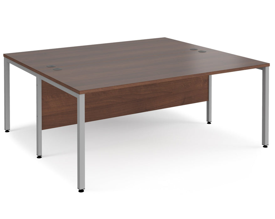 Maestro 25 -  Back to Back Straight Desk 1600mm Depth - Bench Leg Frame in Sliver.