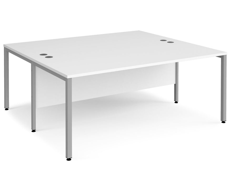 Maestro 25 -  Back to Back Straight Desk 1600mm Depth - Bench Leg Frame in Sliver.