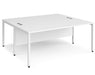 Maestro 25 -  Back to Back Straight Desk 1600mm Depth - Bench Leg Frame in White.