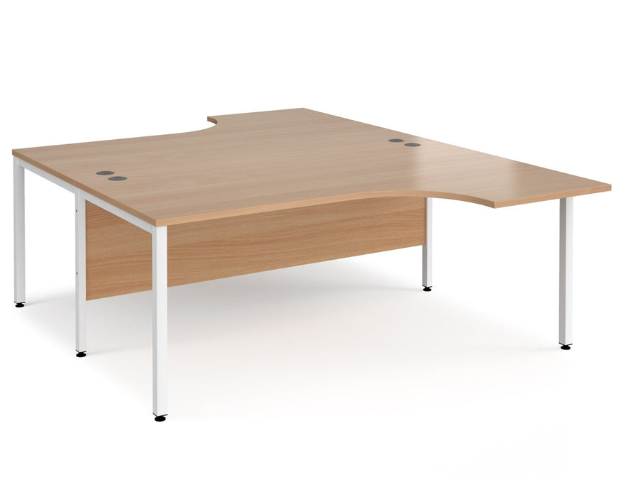 Maestro 25 -  Back to Back Ergonomic Desk - Bench Leg Frame in White.