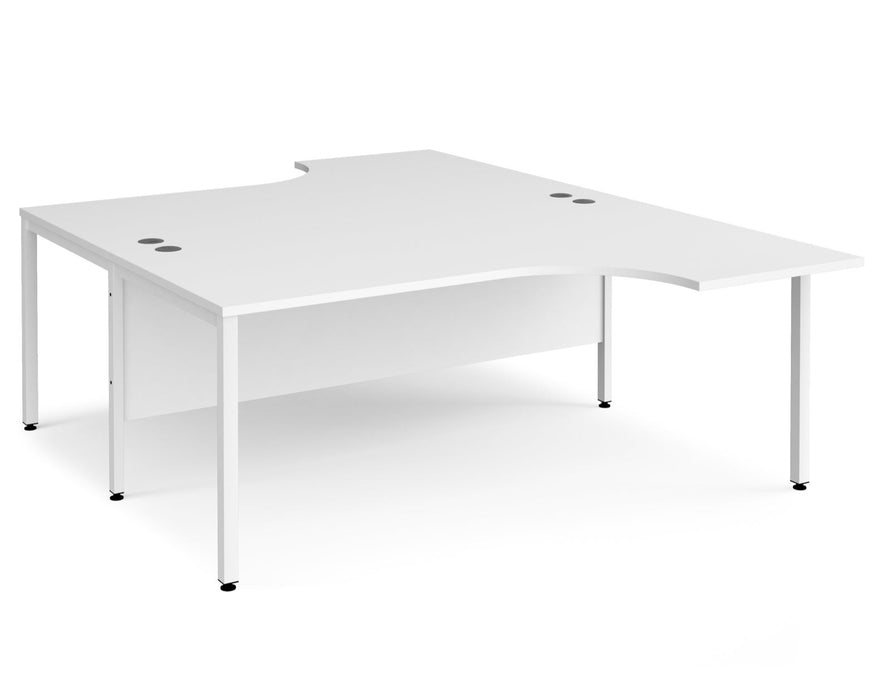 Maestro 25 -  Back to Back Ergonomic Desk - Bench Leg Frame in White.