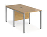 Maestro 25 -  Back to Back Straight Desk 1600mm Depth - Bench Leg Frame in Sliver.