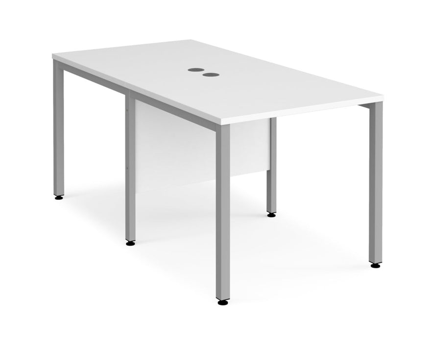 Maestro 25 -  Back to Back Straight Desk 1600mm Depth - Bench Leg Frame in Sliver.