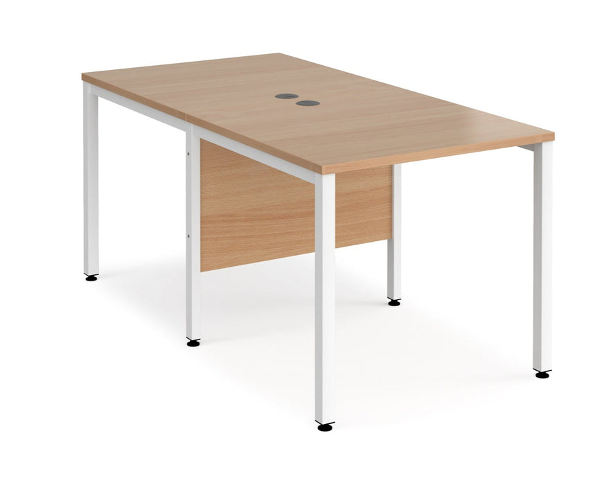 Maestro 25 -  Back to Back Straight Desk 1600mm Depth - Bench Leg Frame in White.