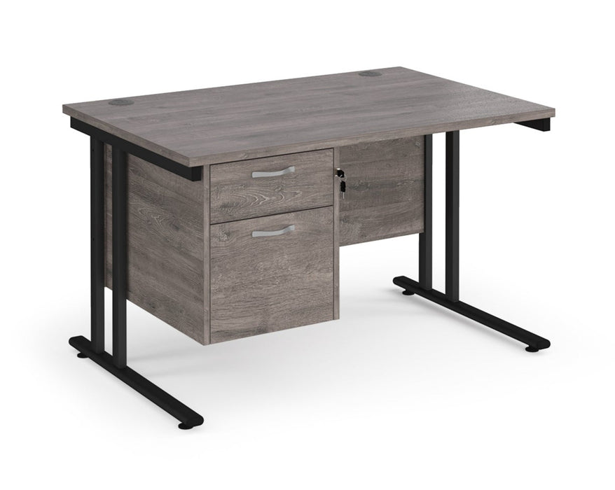 Maestro 25 - Straight Desk with 2 Drawer Pedestal - Black Frame.