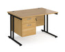 Maestro 25 - Straight Desk with 2 Drawer Pedestal - Black Frame.