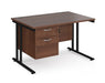 Maestro 25 - Straight Desk with 2 Drawer Pedestal - Black Frame.