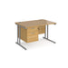 Maestro 25 - Straight Desk with 2 Drawer Pedestal - Silver Frame.