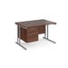 Maestro 25 - Straight Desk with 2 Drawer Pedestal - Silver Frame.