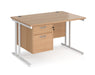 Maestro 25 - Straight Desk with 2 Drawer Pedestal - White Frame.