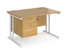 Maestro 25 - Straight Desk with 2 Drawer Pedestal - White Frame.