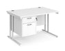 Maestro 25 - Straight Desk with 2 Drawer Pedestal - White Frame.