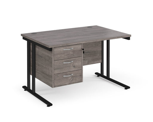 Maestro 25 - Straight Desk with 3 Drawer Pedestal - Black Frame.