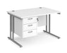 Maestro 25 - Straight Desk with 3 Drawer Pedestal - Silver Frame.