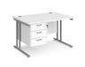 Maestro 25 - Straight Desk with 3 Drawer Pedestal - Silver Frame.